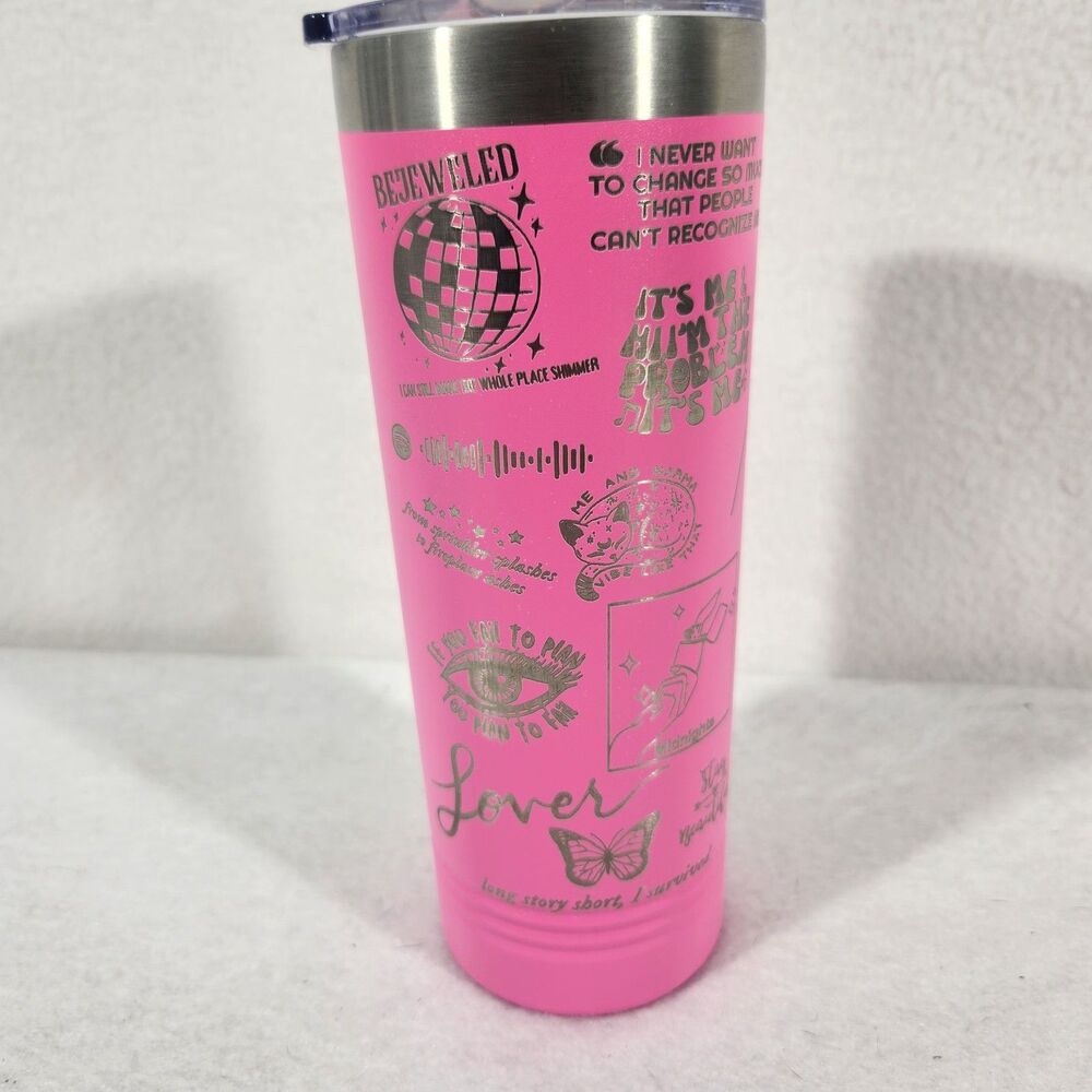 Taylor Swift "Pop-star" Themed 40 Oz Tumbler Hot Pink Laser Engraved. Swifty Cup